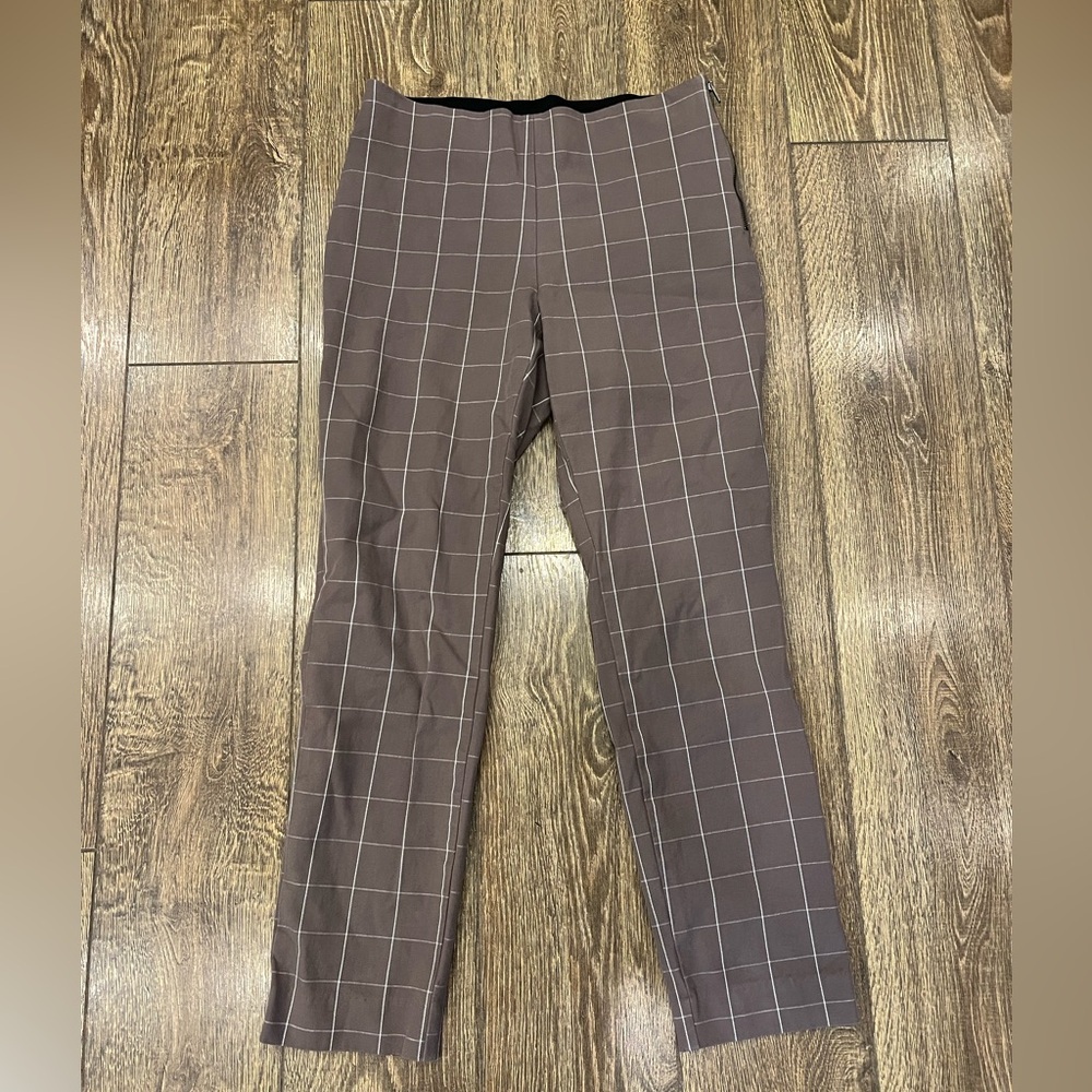 A New Day Plaid High-Rise Skinny Ankle Pants w/Side Zipper Work/Business